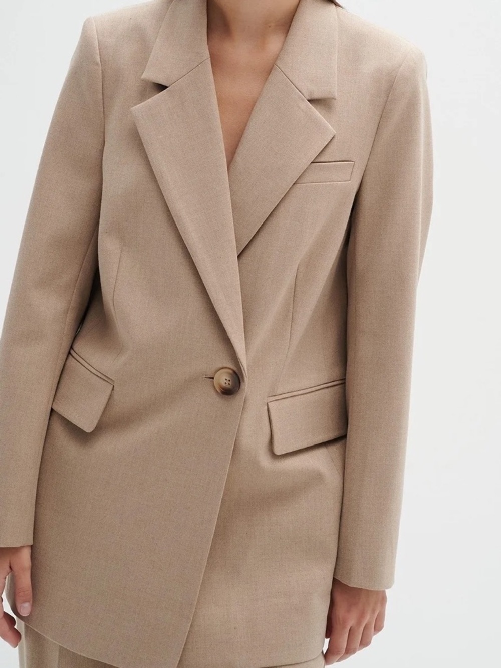 InWear Tailored One Button Beige Blazer Jacket Minimalist Classic Quiet Luxury